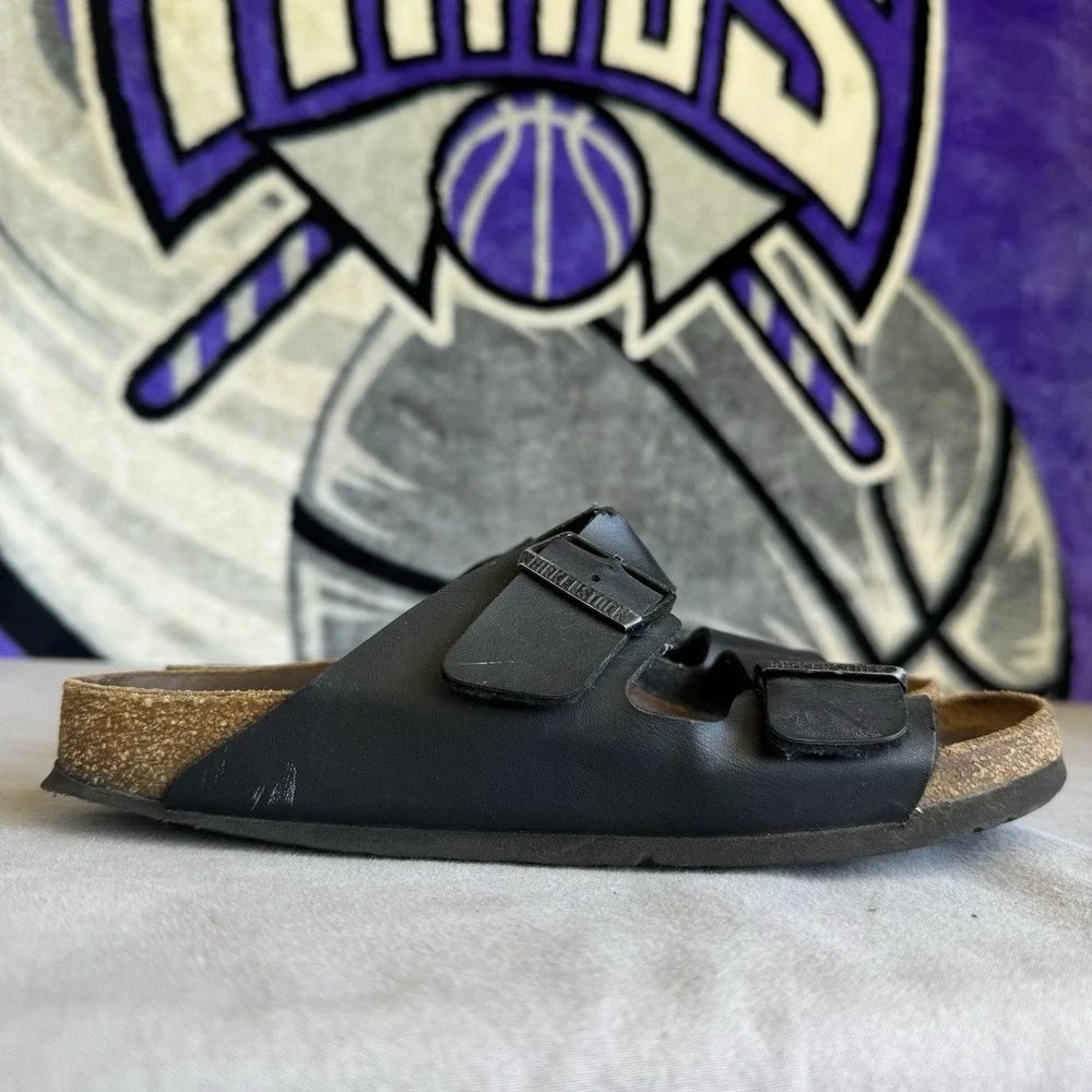 Size 41/W10/M8 - Birkenstock Arizona Birko-Flor Black Unisex sandals Narrow